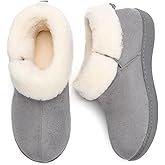 RockDove Women's Closed Back Bootie Slippers with Memory Foam Sherpa Lining Faux Suede Upper Non-Slip Sole Indoor Outdoor