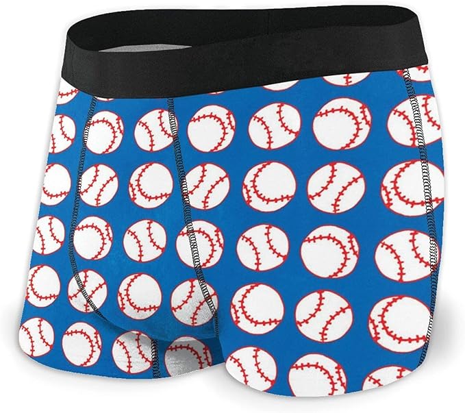 Sports Baseballs On Blue Mens Boxer Briefs Comfort Underwear Classic Cool Breathable Shorts at