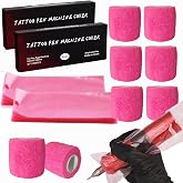 Urknall 400+6pcs Machine Covers &amp; Grip Tape - Large Disposable Tattoo Pen Covers with Non-Slip Wrap, Complete Tattoo Supplies Protective Set (Pink)