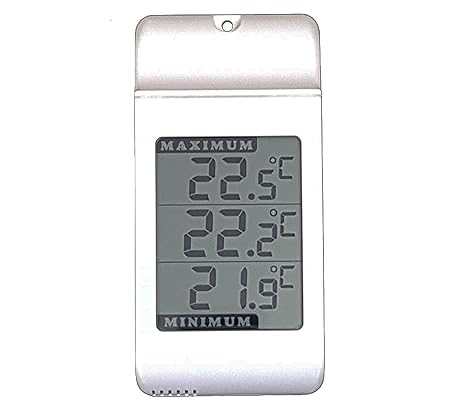 Digitales Wandthermometer mit Minimum-/Maximumanzeige, für drinnen und draußen, ideal für Gewächshäuser, großes Display
