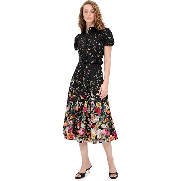 Amazon.com: alice + olivia Womens Floral Print Knee Midi Dress Black 6 :  Clothing, Shoes & Jewelry