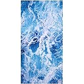 LIVILAN Ocean Wave Beach Towel, 30” x 60” Oversized, Lightweight Microfiber, Soft, Quick Dry, Sand Free, Ideal for Pool, Bath, Travel, Blue Towel, Perfect Ocean Gifts for Women, Men