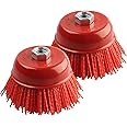 ZORUNNA 4 Inch Nylon Brush for Angle Grinder, 2Pcs Wire Wheel for Angle Grinder 5/8 Inch-11 Threaded Arbor, Nylon Cup Wire Brush for Drill Ideal for Removing Rust, Corrosion, Paint.…