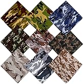 HANGNUO 9 Pack Camo Bandanas Cotton Headwraps Wristband Sports Face Cover for Running Cycling Hiking, 22 x 22 Inches