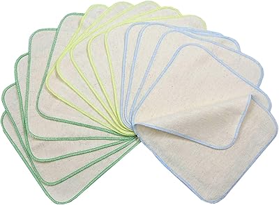avo+cado Einlagige Flanellwaschlappen aus Bio-Baumwolle - 15 Stück - Mehrweg Baby Waschlappen als Ersatz für Feuchttücher - Kleine waschbare mini Baumwolltücher (Farbe: Grün)
