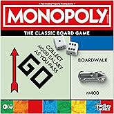 Monopoly Board Game | Classic Game with Storage Tray and Larger Tokens | Ages 8+ | 2 to 6 Players | Family Games for Kids and Adults | Kids Gifts