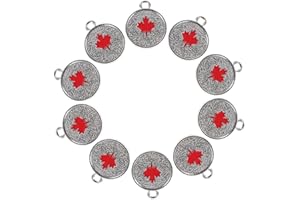 Holibanna 25pcs Canada Flag Charms for DIY Bracelets Enamel Maple Leaf Pendants with Vivid Colors Alloy
