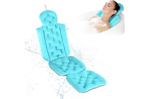 ITHERAU Full Body Bath Pillow, Bath Pillows for Tub Full Body Bath Mat with Laundry Bag for Head Neck Shoulder and Back Support, Blue