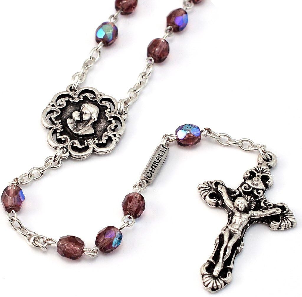 Ghirelli Mary's Motherly Love Rosary in Antique Silver Plated Finish