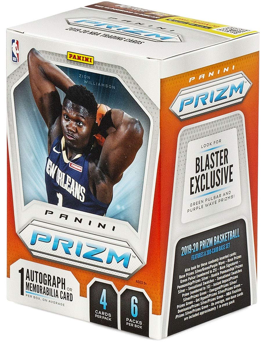 2019 2020 Panini PRIZM Basketball Blaster Box of Packs with One GUARANTEED AUTOGRAPH or MEMORABILIA Card Per Box and Possible Rookies and Stars and EXCLUSIVE Prizms including Zion Williamson