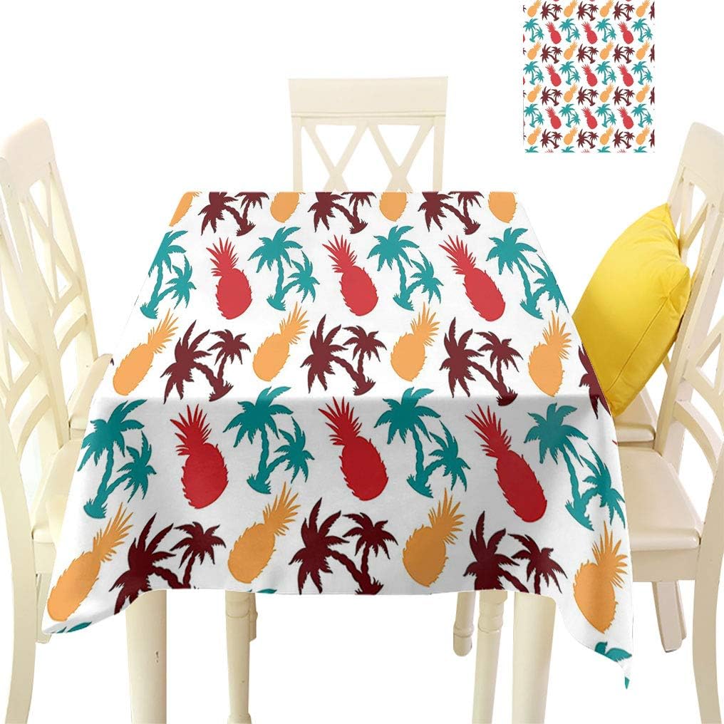 Pineapple Decor Square Tablecloths, Lively Multi Colored Tropical