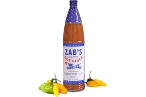 Zab's St. Augustine Style Craft Hot Sauce (12oz, 1 Pack), Naturally Sweet Heat & Signature Slow Burn from Datil Peppers, Gluten-Free, Vegan and Non-GMO, Perfect for Pizza, Wings, BBQ, & More
