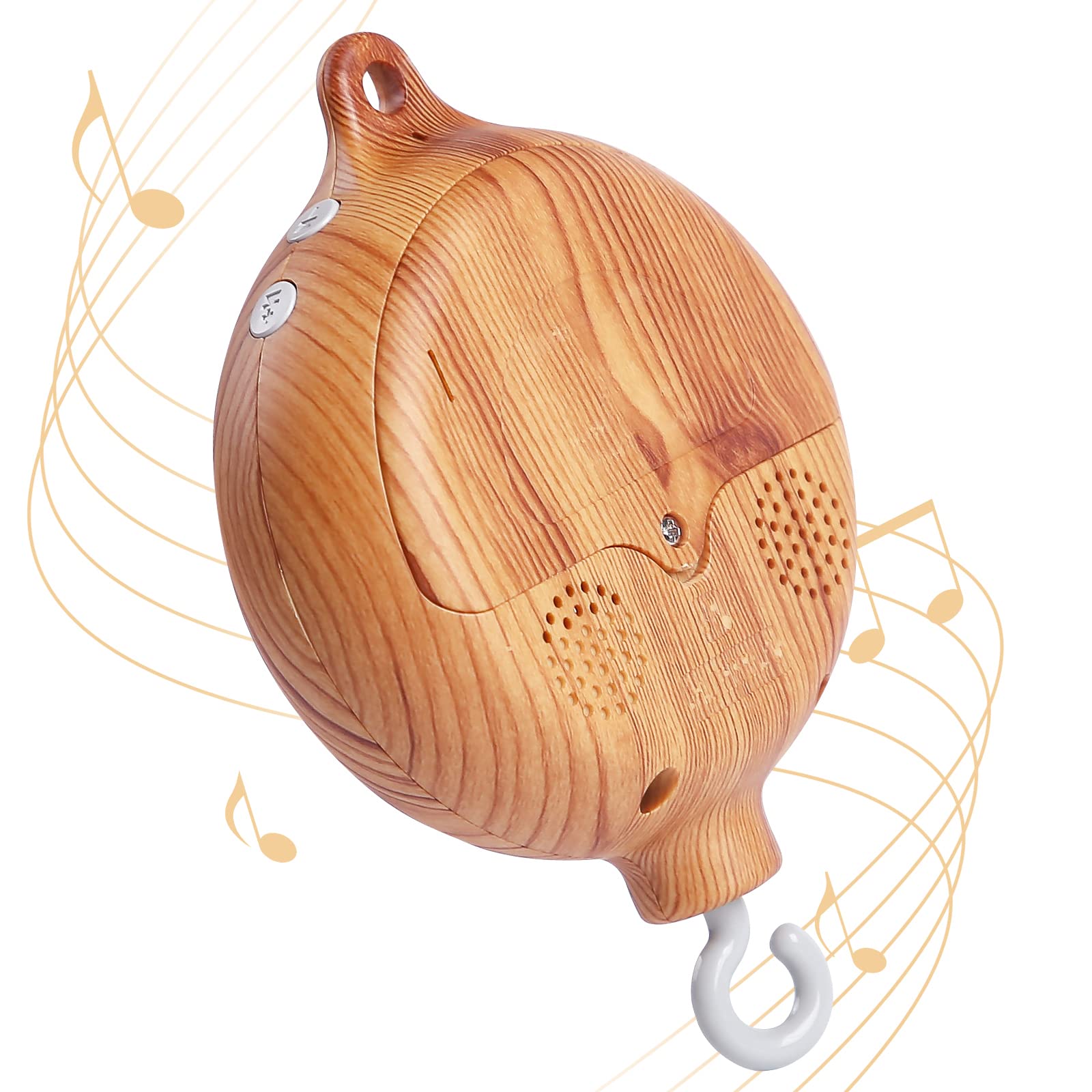 Photo 1 of Baby Crib Mobile Musical Box - Mobile Rotary Music Box Imitation Wood - Music Box with Rotating Hook -Crib Mobile Motor Battery Operated Plays 12 Tunes Crib Toys Attachments (Without Arm)