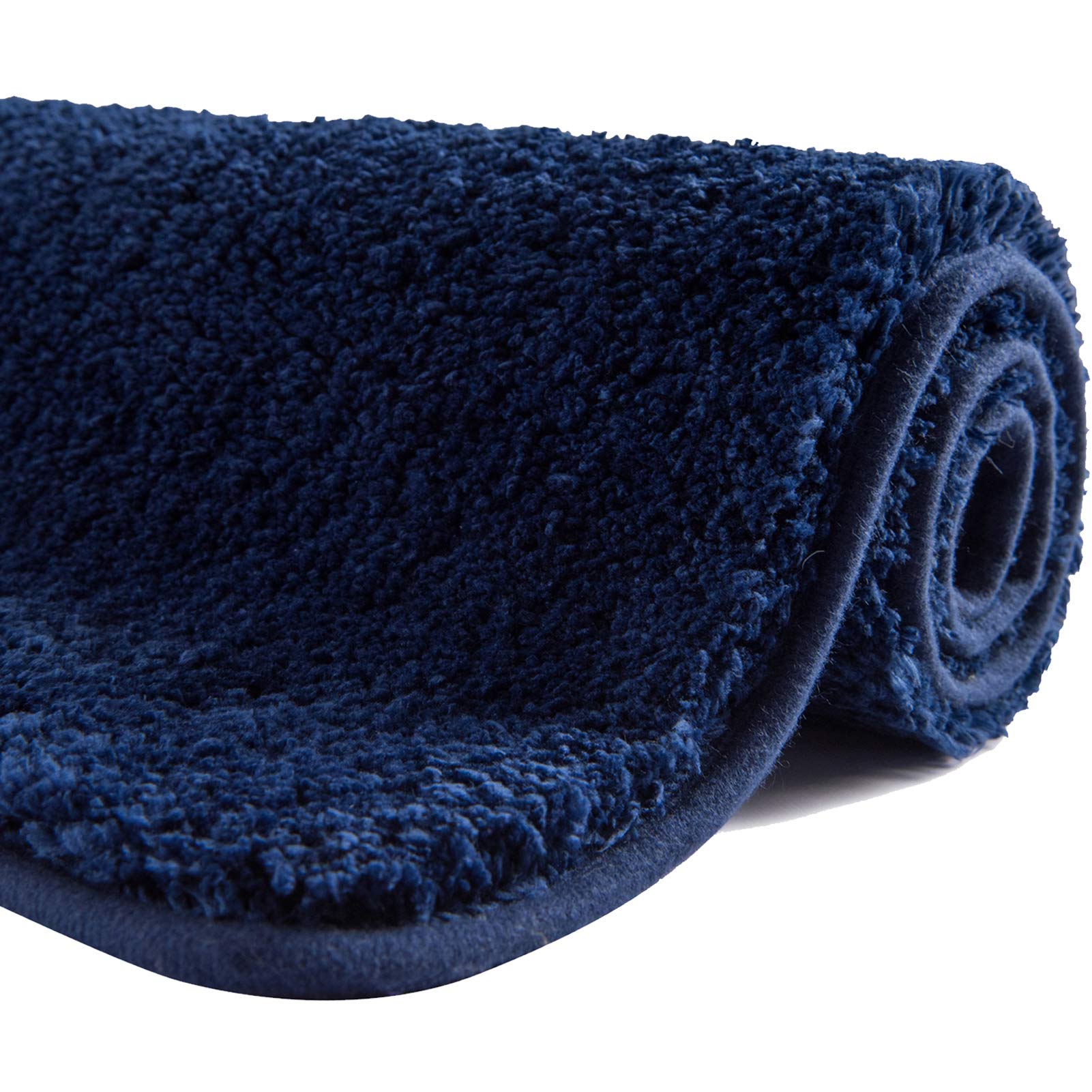 SFLXO 120cm x 70cm Non Slip Bath Mat Machine Washable Durable Soft Fluffy Microfiber Bathroom Mat Water Absorbent Bath Rug Navy Blue