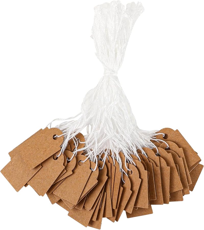 KALIONE 200pc Kraft Paper Price Tags Jewelry Clothing Display Small Gift Tags