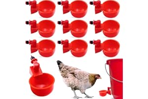 UCandy Pack 15 Chicken Waterer Cups,Chicken Feeder Cup for Chicken Duck Turkey Rabbit,3/8 Inch Thread Automatic Filling,Solution for Poultry Watering.
