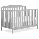 Dream On Me Odelle 5-in-1 Convertible Full-Size Baby Crib in Pebble Grey, GreenGuard Gold & BSA Converts to Toddler, Day & Full-Size Bed, Sustainable Pinewood, 3 Mattress Heights