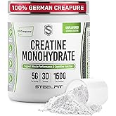 SteelFit Creapure Creatine Monohydrate Powder - German Micronized Creatine Powder for Men & Women - Gym Workout Nutritional Supplements for Muscle Gain, Brain Health & Strength Building, 30 Servings