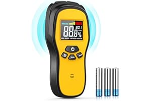 Pinless Moisture Meter - Povlen Wood Moisture Meter Digital Moisture Detector for Lumber Drywall Firewood Masonry Woodworking Plaster Floor Concrete Building with LCD Display Sound Alarm
