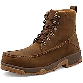 Twisted X Men's 6" Work Boot, Moc Toe Composite Toe with CellStretch, Distressed Saddle, 14 M
