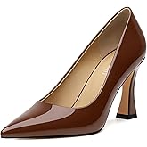 AMBELIGHT Women's Pumps Closed Pointed Toe High Heels Classic Slip On Pumps Sexy Patent Leather Stiletto Heels 3 Inch Wedding Bride Formal Dress Heel Shoes for Women