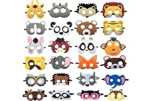 SSZS 24 Packs Animal Masks Party Favors for Kids Toys Set, Dress Up Birthday Festival Christmas Halloween Cosplay Safari Party Supplies Party Masks with 24 Different Types for Children