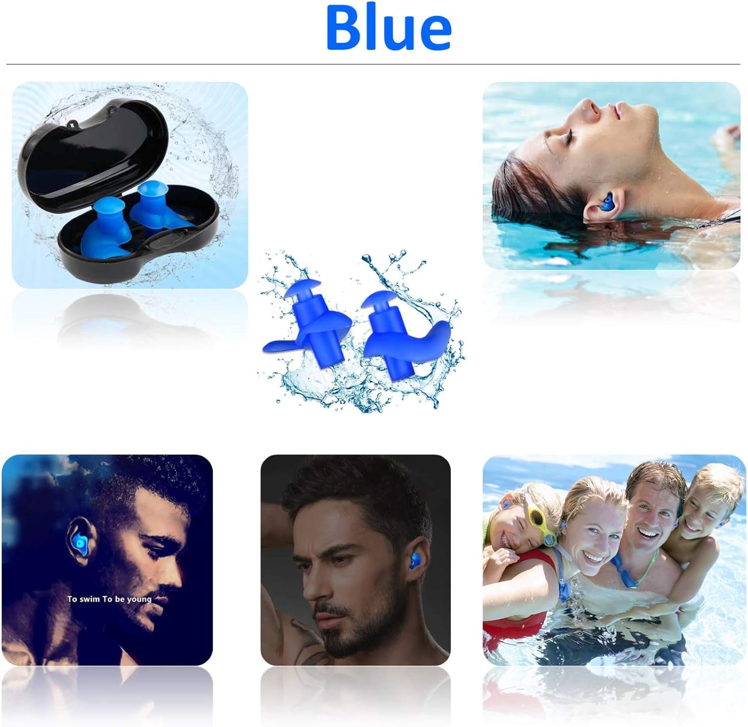 Swimming Ear Plugs,5-Pairs PackWaterproof Reusable Silicone Swimming EarPlugs for Swimming Showering Bathing Surfing Snorkeling and Other Water Sports,Suitable for Kids and Adults: Health & Personal Care
