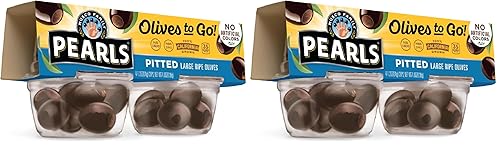 Pearls Olives To Go!, Large Ripe Pitted, Black Olives, 4.8 Ounce - 4 Count(Pack of 12)