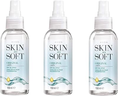 Avon Skin So Soft Original Dry Oil Body Spray with Jojoba 150 ml Pack of 3