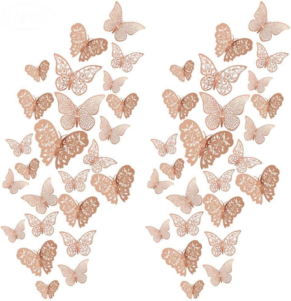Tagaremuser 96 Pieces 3D Butterfly Wall Decals Sticker Wall Decal Decor Art Decorations Sticker Set for Room Home Classroom Offices Bathroom Living Room Decor