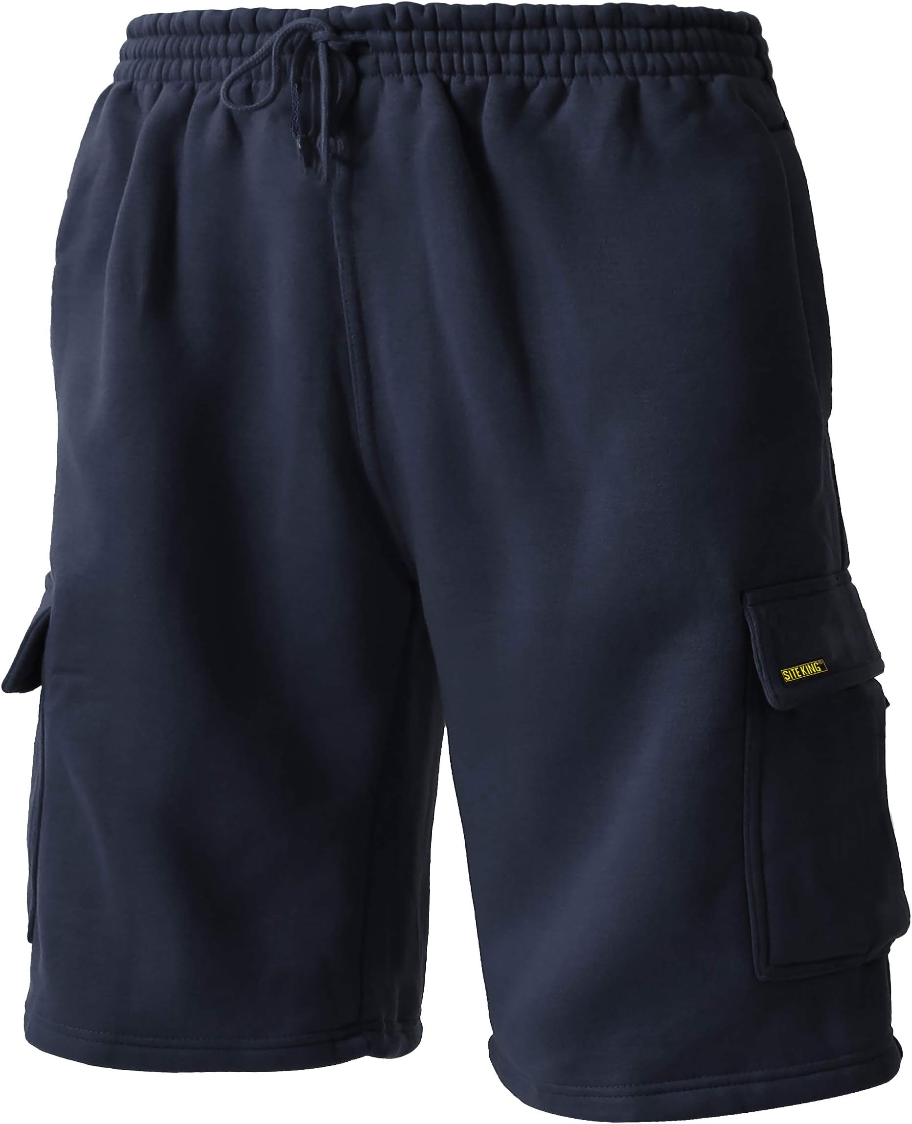 SITE KINGMens Cargo Jogging Bottom Work Shorts - Tracksuit Material Cargo Shorts