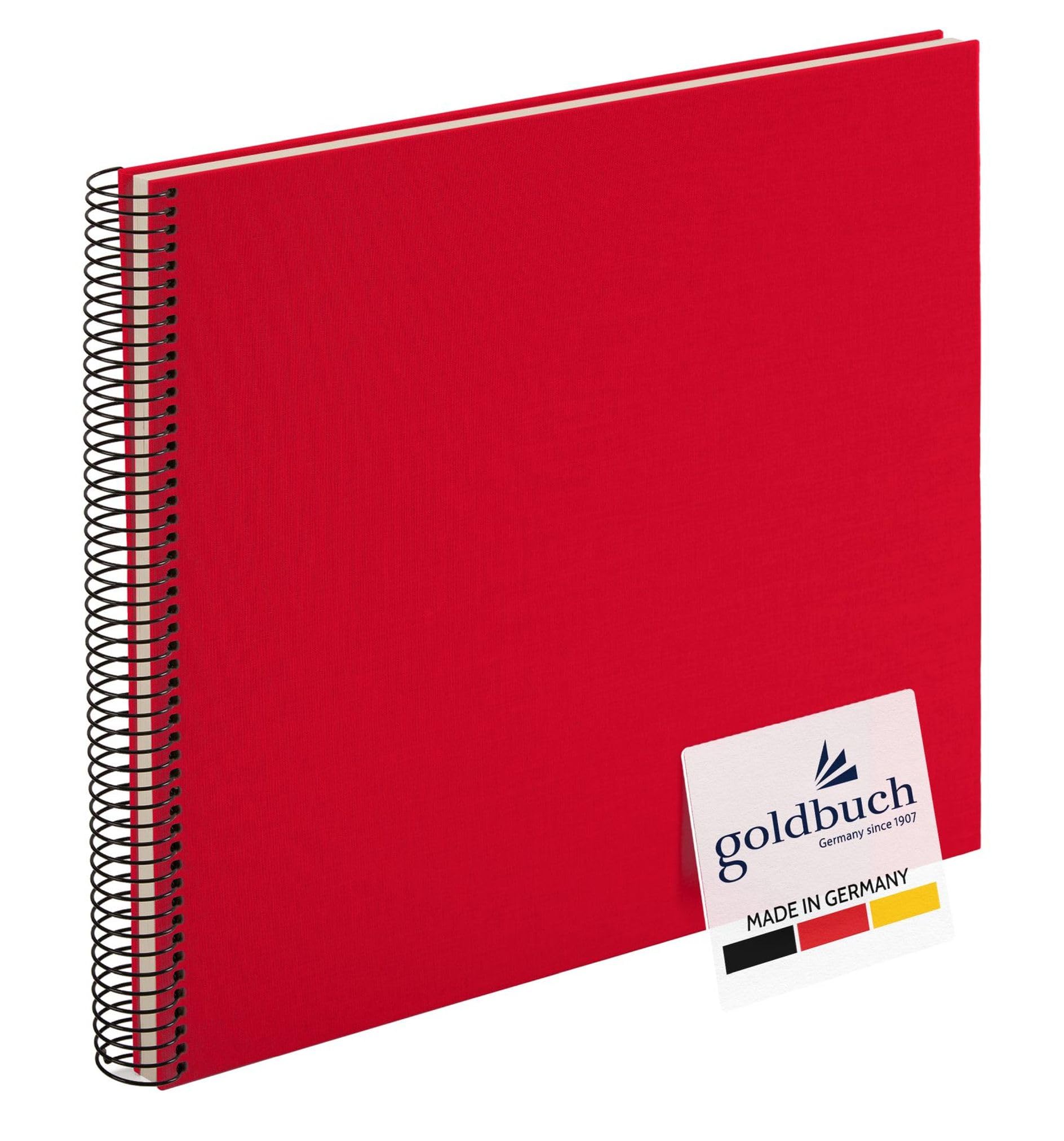 goldbuch Bella Vista 25 373 Spiral Photo Album 35 x 30 x 1.5 cm - Spiral Diameter 2.8 cm, Photo Album with 40 White Pages, Linen Memory Album, Photo Book for Photos and Pictures for Gluing, Red