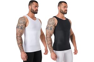 YOWODA Mens Body Shaper, Compression Shapewear Vest Slimming Undershirt Tank Top, Tummy Control Chest, Hide Gynecomastia