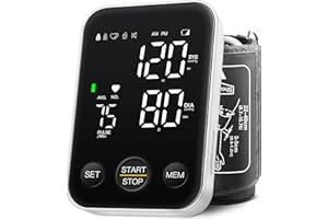 DOUHAO Blood Pressure Monitor Upper Arm Machine Accurate Adjustable BP Cuff Kit Led Backlit Display 2 Users 240 Sets Memory Includes Storage Bag Black