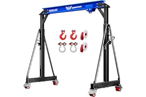 BSMTEK 2 Ton Gantry Crane – Adjustable Height (8.53-12.5 FT) & Width (9.06 FT), Heavy-Duty Shop Lift Hoist with 5000 Lb Manual Trolley，Blue