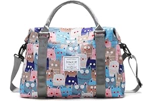 NWLR Travel Duffle Bag Weekender Overnight Bag Gym Tote with Dry and Wet Separated Pocket for Women Girls Shoulder Workout Duffel Bag Water Resistant (cute cats)