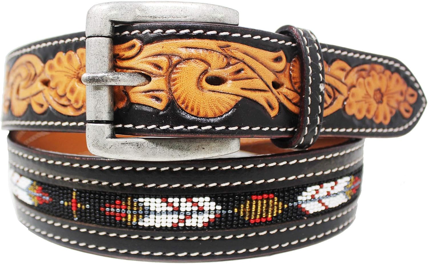 beaded leather belt