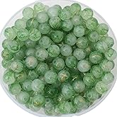 PAMIR TONG 200pcs 8mm Round Glass Beads for Bracelet Pretty Round Smooth Loose Beads with Gold line for Necklace-Earring-Jewelry Making and DIY Crafts (Green 8mm)