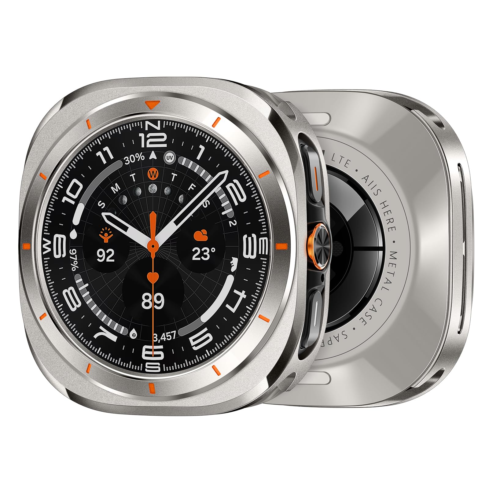 Suitisbest Metal Case for Samsung Galaxy Watch Ultra 47mm Case, Stainless Steel Protective Rugged Bumper Thin Frame with Ceramic-Like Back Cover for Galaxy Watch Ultra 47mm for Men Women