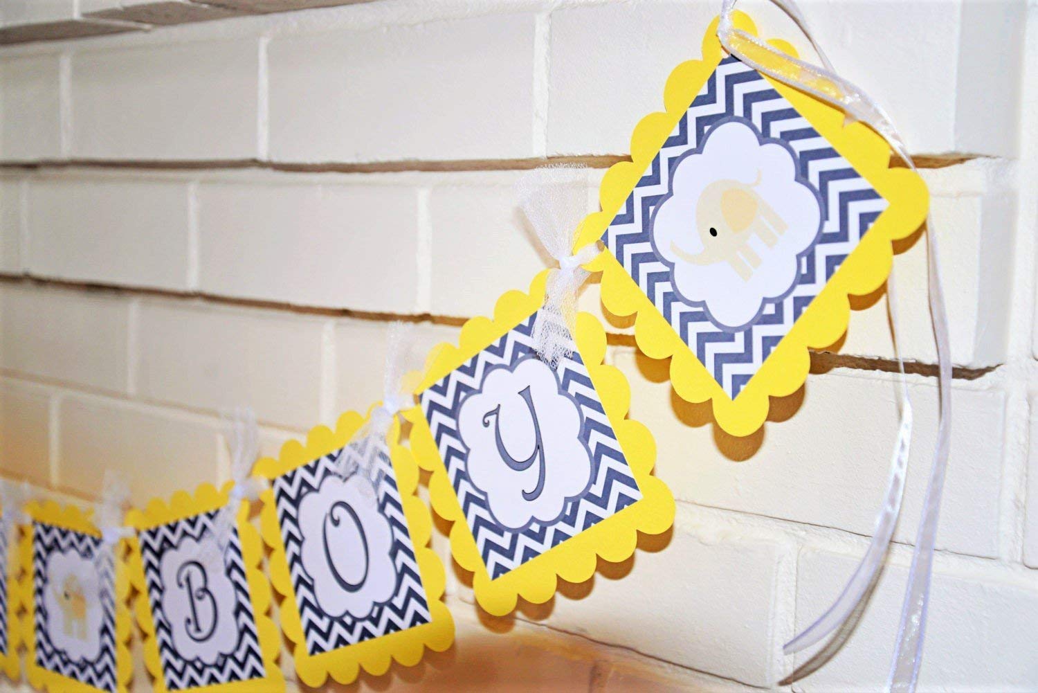 Amazon Com Yellow And Gray Its A Boy Elephant Baby Shower Banner