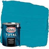 Glidden Total Interior Wall Paint &amp; Primer All-in-One, Mediterranean Blue/Aqua-Blue, Semi-Gloss, 1 Gallon