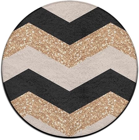 Amazon De Dutt Kreis Badezimmer Teppich Matte Flanell Extra Weich Dusche Bad Teppiche Dusche Teppich Rund Badteppich Pfeil Glitzerndem Gold Schwarz