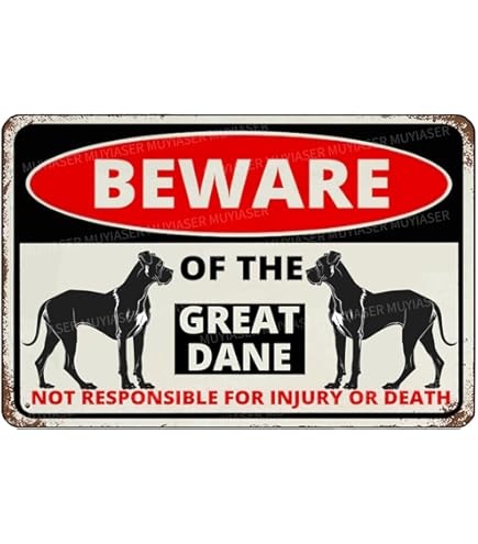 Vintage Metal Sign 'Beware Protected By Dogo Argentino With Attitude' - 12x8 Inch Tin Wall Decor