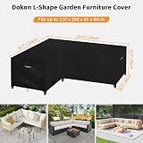 Dokon L-Shape Garden Furniture Cover 210x260x85cm Waterproof Black view 2