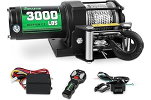 STIMULATER 3000lb ATV Winch,Electric Winch 12V,Steel Cable Winch, with Wireless Remote and Manual Switch, with Hawse Fairlead & Hook,IP67 Waterproof,Suitable for Most Trailers and ATV winchs