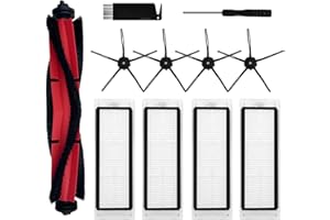 lvtengai Compatible for Roborock Q5 Replacement Parts, for Q5+, Q5 Plus Robot Vacuum Cleaner Brush Filter Replacement Spare Parts Accessories 1 Main Brush 4 HEPA Filters 4 Side Brushes