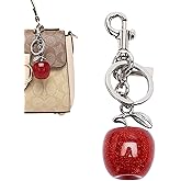REAIJUNPIN Apple Bag Charms Keychain Lovely Fruits Shape Accessories keychian, Cute Apple Purse Charms Gifts for Women (Red+ Silver)