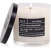 Lulu Candles | Jasmine, Oud & Sandalwood | Luxury Scented Soy Jar Candle | Hand Poured in The USA | Highly Scented Long Lasting (6 Oz.)