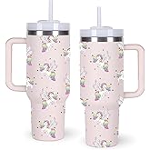 momocici 40oz Unicorn Tumbler with Handle Gifts for Women.Unicorn Lover Cups Tumbler Gifts for Women.40 oz Birthday Christmas Unicorn Cup Tumblers for unicorn lover.