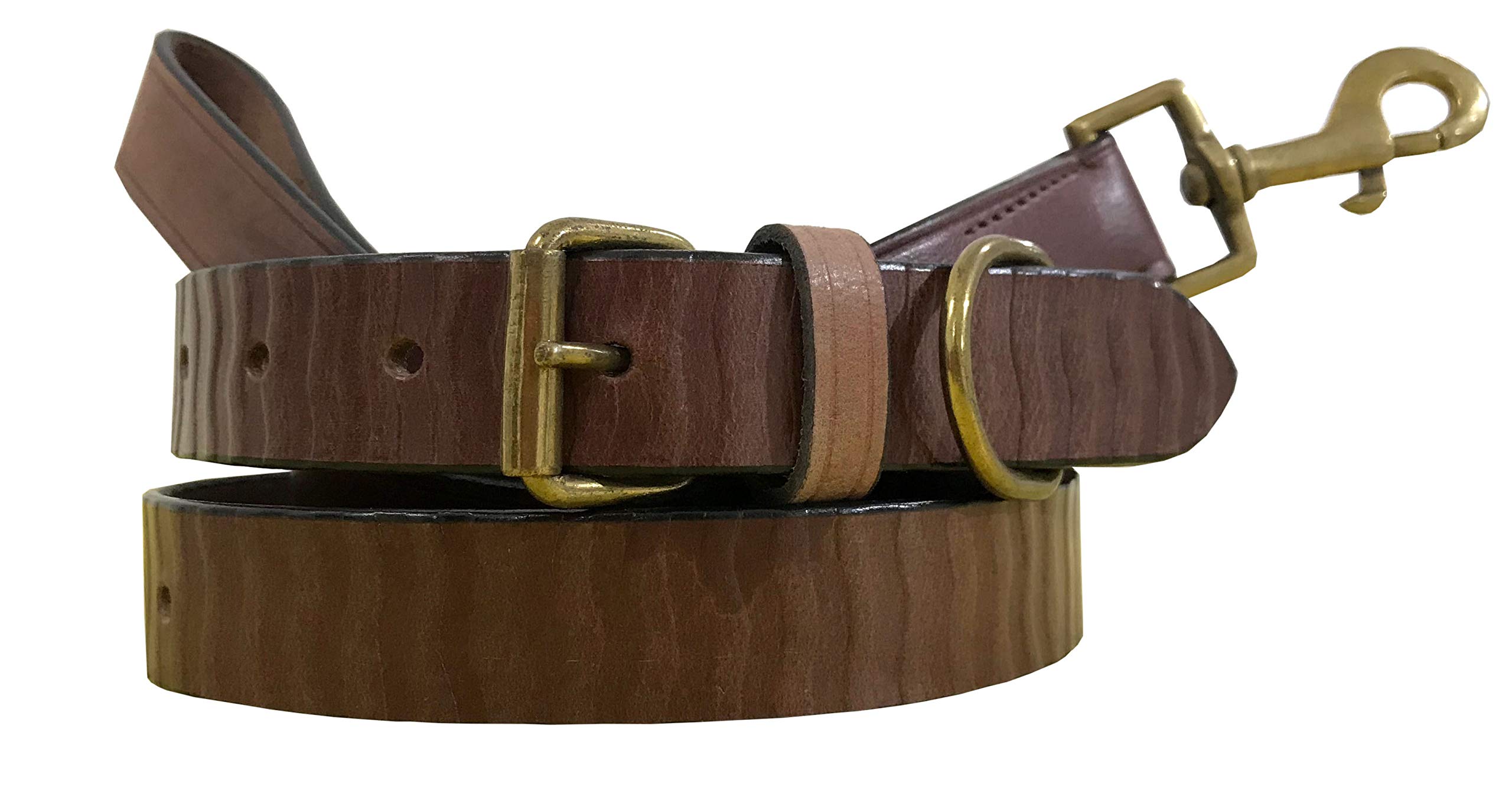 BRADLEY CROMPTON Genuine Leather Matching Pair Dog Collar and Lead Set M